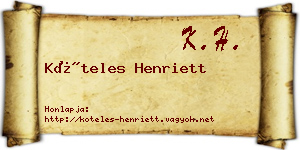 Köteles Henriett névjegykártya